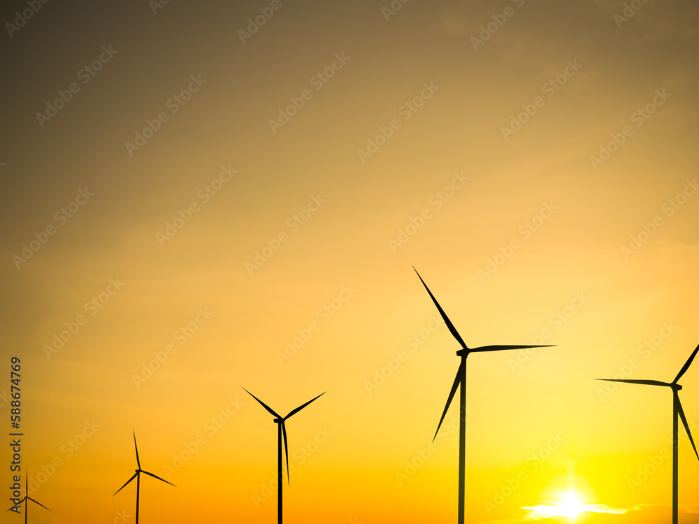 Obraz premium Generation Factory Farm,Plant Wind Turbine Power Sustainable Factory,Electric Industrial Alternative Renewable Energy Technology Mill,Environment.