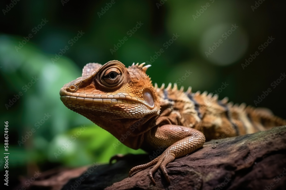 Beautiful portrait of rare lizard from Costa Rica.