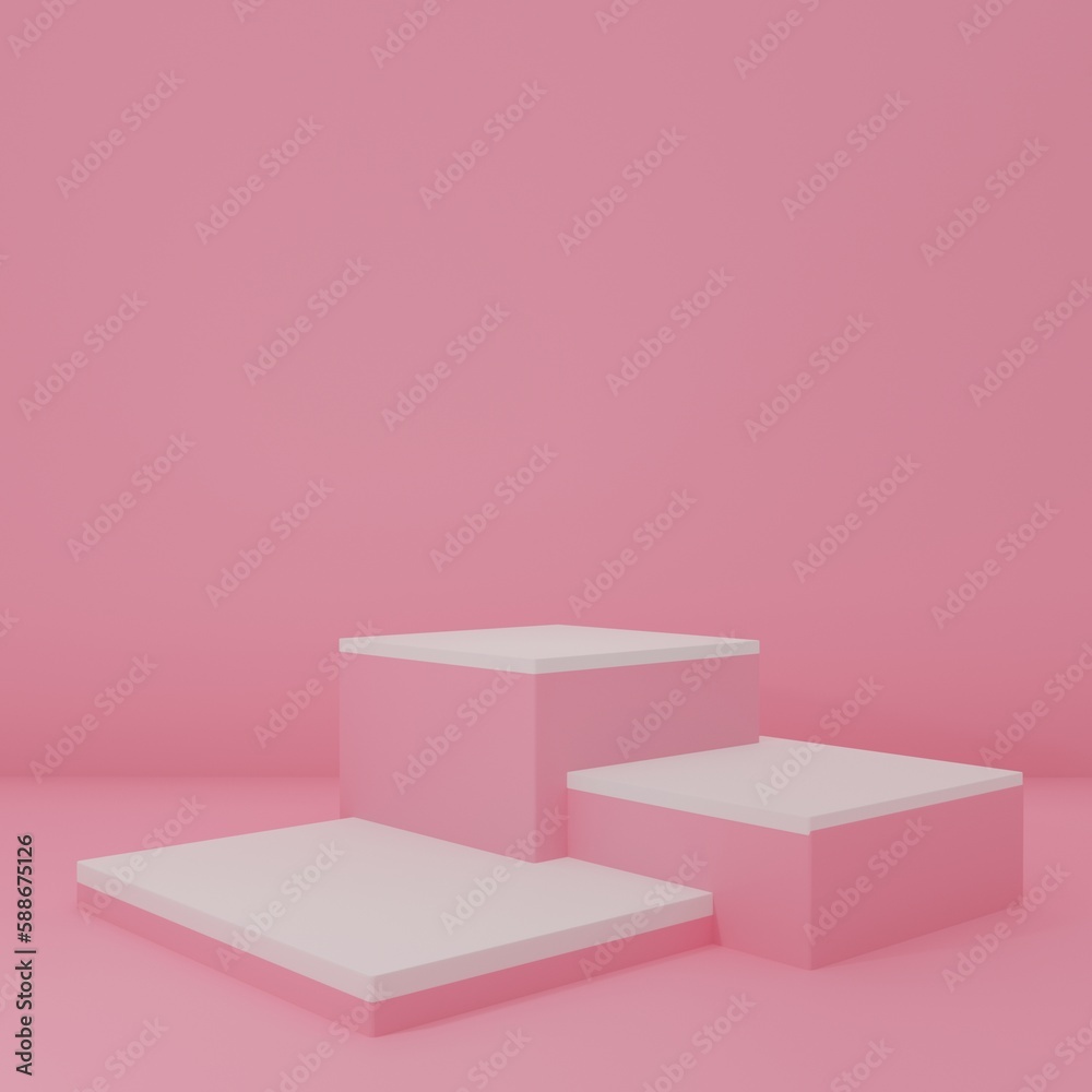 Product Stand in pink room ,Studio Scene For Product ,minimal design,3D rendering	
