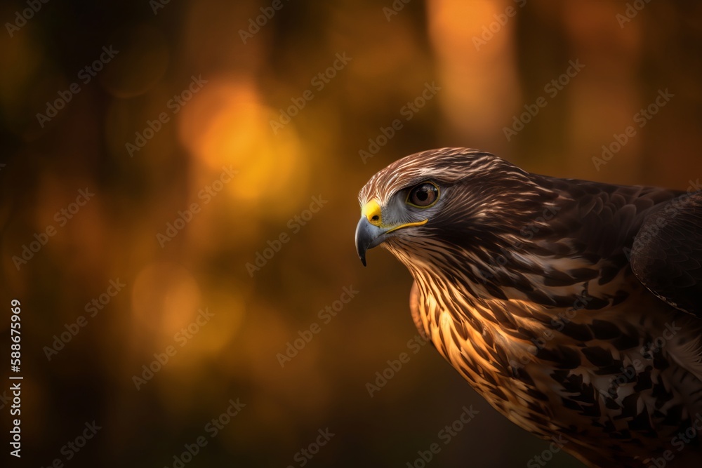 Portrait close up of a beautiful Hawk with bright alert eyes. Portrait close up of a beautiful Hawk with bright alert eyes.