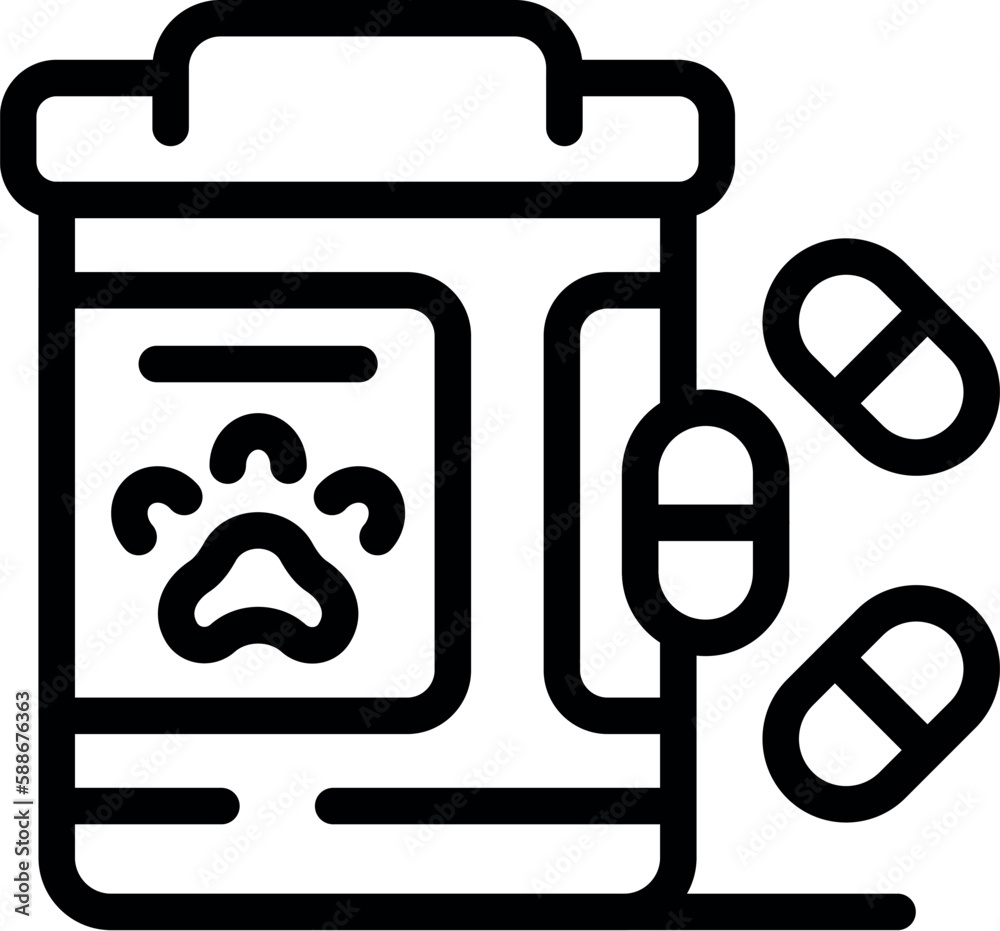 Pet capsule box icon outline vector. Dog vaccine. Health injection Pet capsule box icon outline vector. Dog vaccine. Health injection