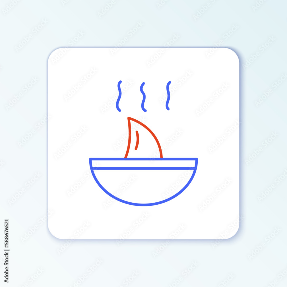 Line Shark fin soup icon isolated on white background. Colorful outline concept. Vector