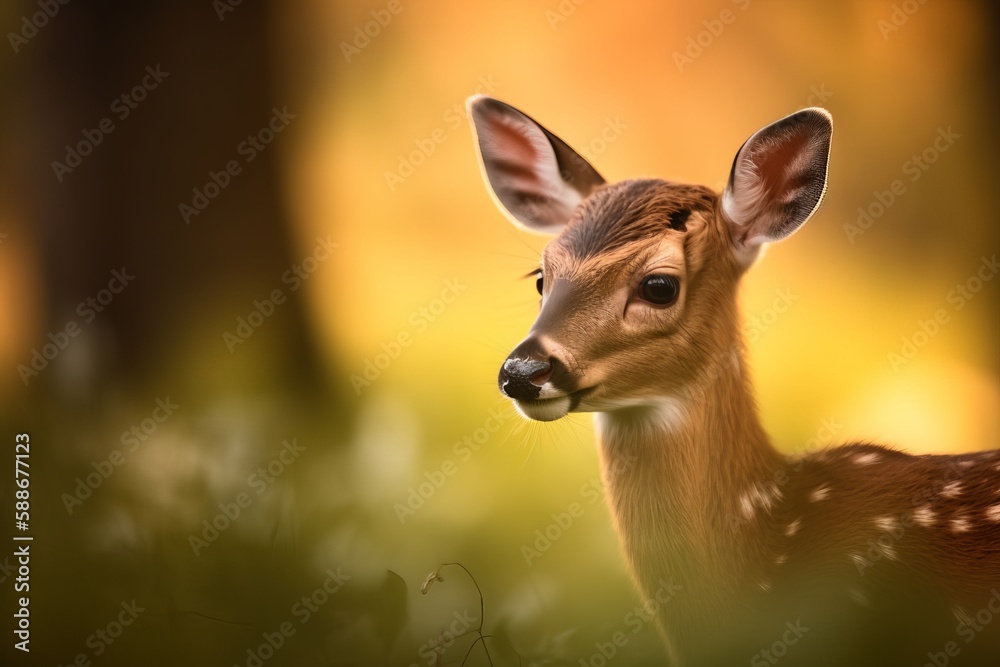 Wild young roe deer in a field Wild young roe deer in a field