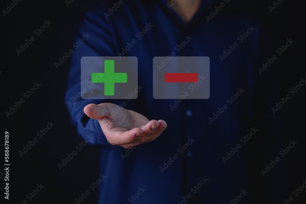 plus and minus sign Concept of resistance. Decision. Positive or negative business choice. Comparative pros and cons analysis plus and minus sign Concept of resistance. Decision. Positive or negative business choice. Comparative pros and cons analysis