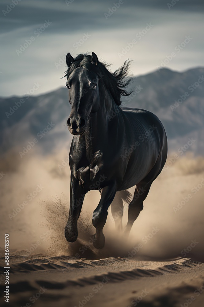 beautiful black horse . Generative AI . beautiful black horse . Generative AI .