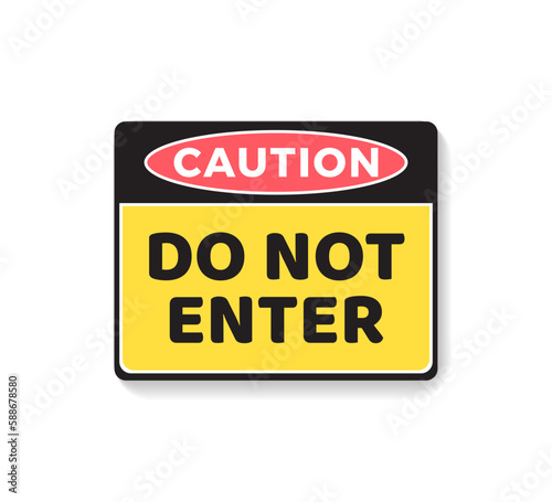 Minimalist Flat Design Caution Do Not Enter Template Vector