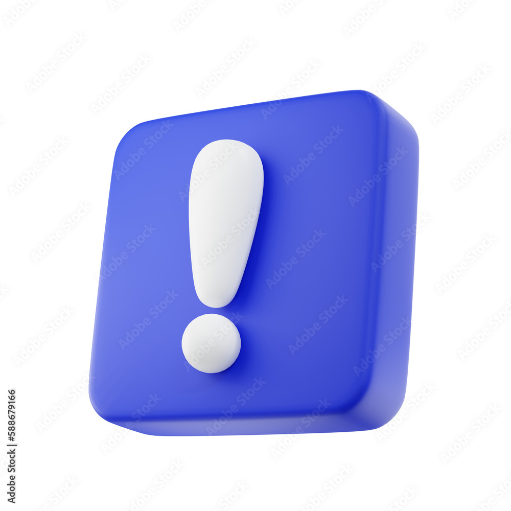 3d exclamation icon sign or attention caution mark. exclamation mark symbol. 3d exclamation icon sign or attention caution mark. exclamation mark symbol.