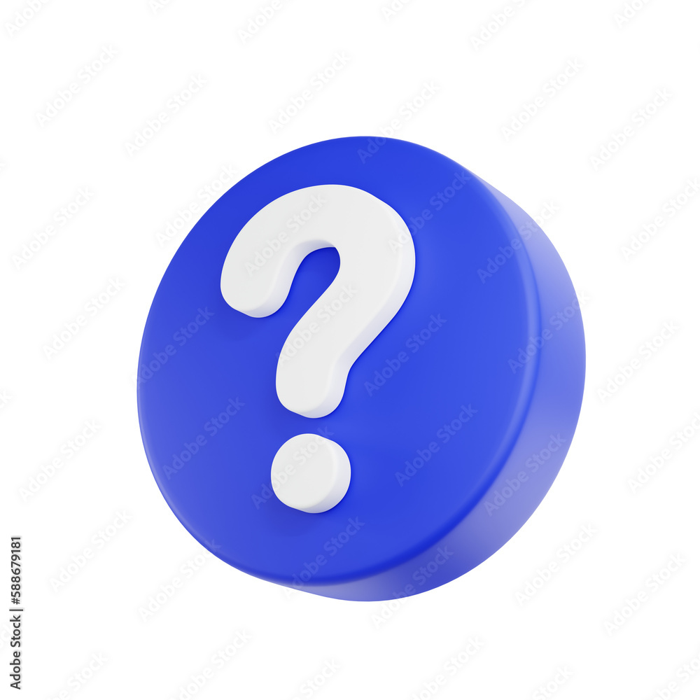 D render Question mark speech bubble icon. Message box with question sign. D render Question mark speech bubble icon. Message box with question sign.