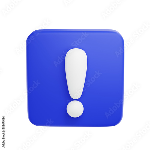 3d exclamation icon sign or attention caution mark. exclamation mark symbol.