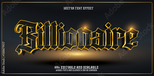 Billionaire text, white and gold, luxury editable text effect style new