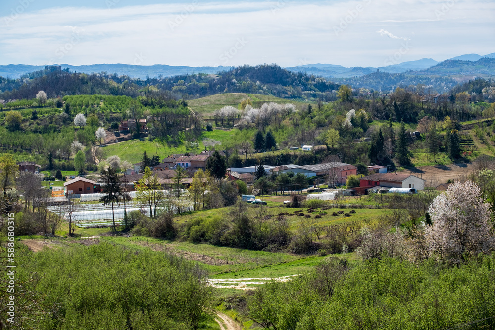 beautiful view panorama on italian Langhe, Piedmont, Italy