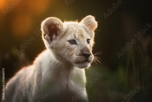 Portrait of a beautiful cute white lion cub © MD Media