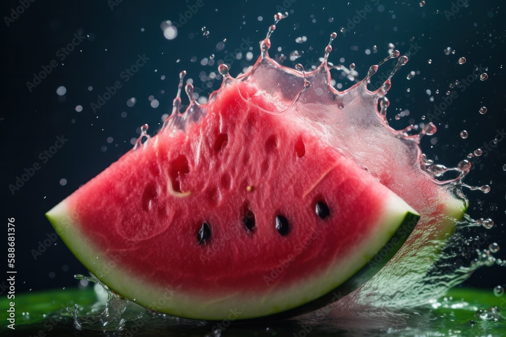 Juicy Watermelon Slice Explosion on Studio Background