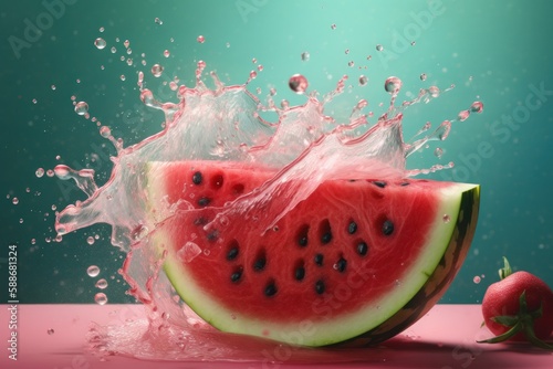 Juicy Watermelon Slice Explosion on Studio Background
