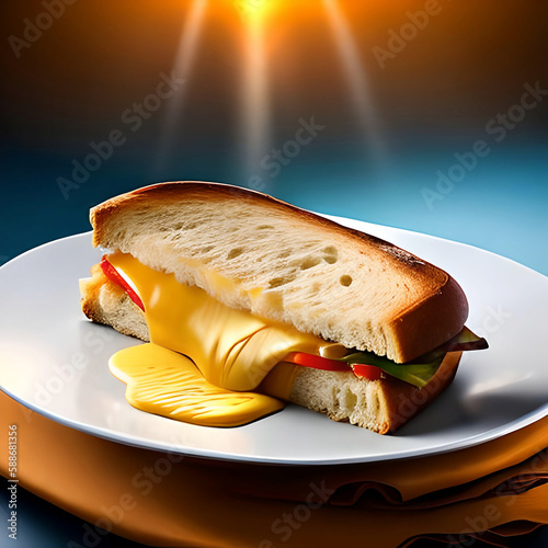 Sandwich with melting cheese, Generative AI
