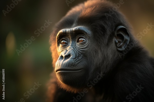 Portrait of a baby juvenile Gorilla. Adorable young ape © MD Media
