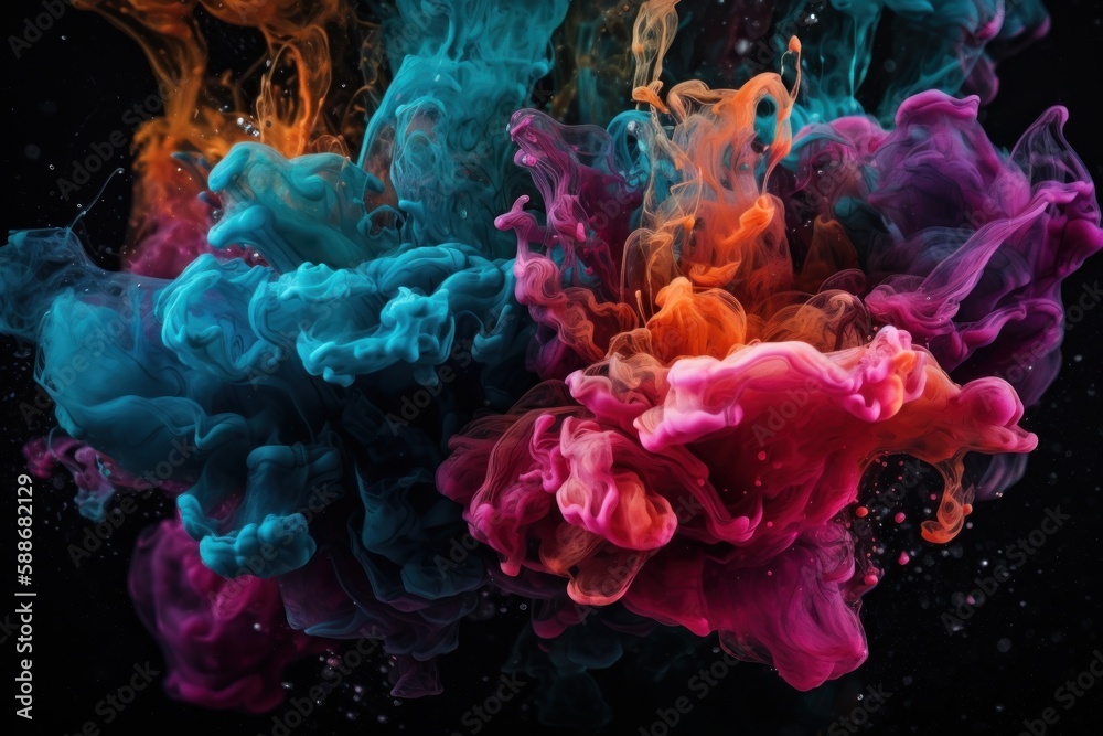 Vibrant Ink Fusion in Water Creating Abstract Artwork Vibrant Ink Fusion in Water Creating Abstract Artwork