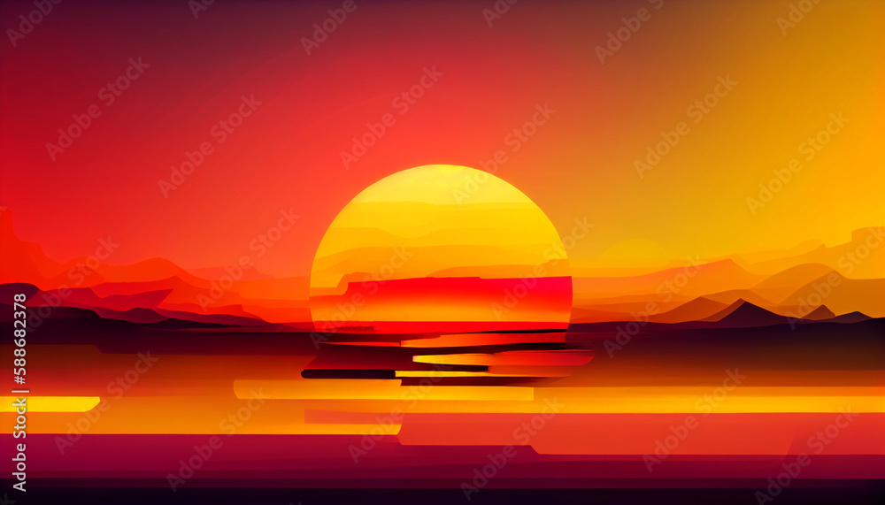 Obraz premium Generative AI, Radiant Sunset: A Smooth and Abstract Gradient of Warm Yellows, Oranges, and Pinks
