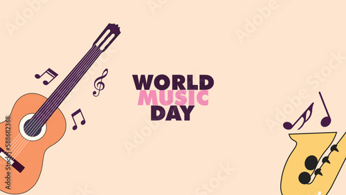 WORLD MUSIC DAY BANNER DESIGN VECTOR