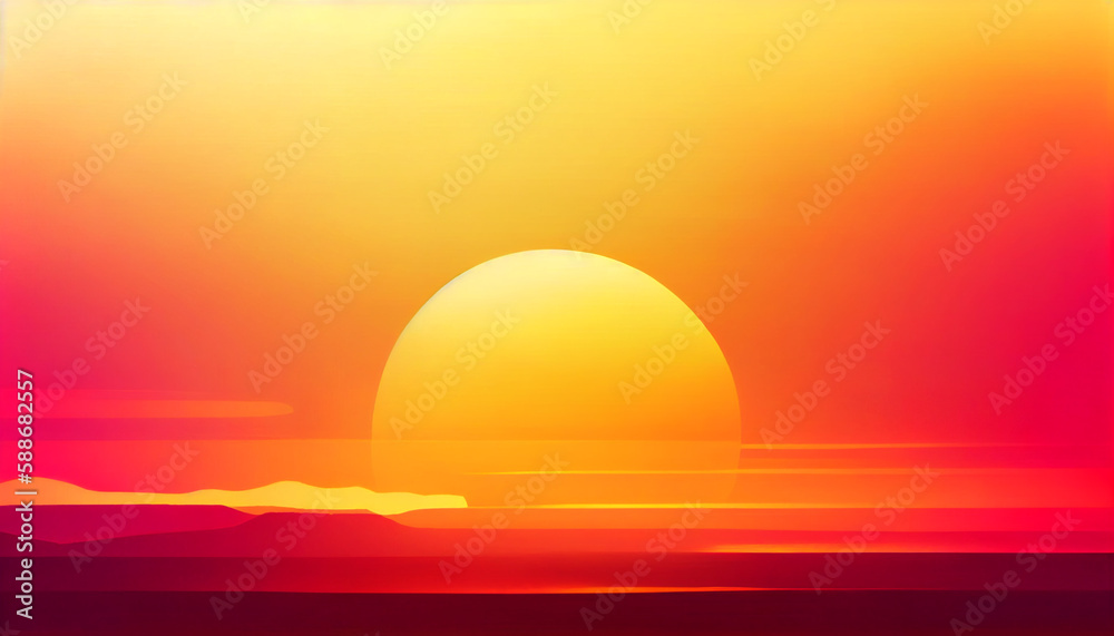 Generative AI, Radiant Sunset: A Smooth and Abstract Gradient of Warm Yellows, Oranges, and Pinks