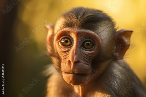 Cute little baby monkey sitting in the midday sun © MD Media