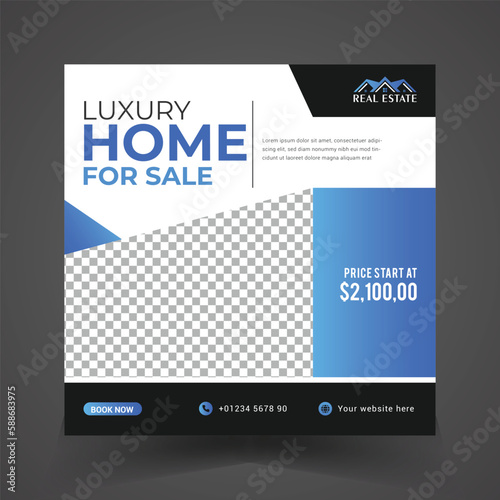 Real estate home for sale social media post template