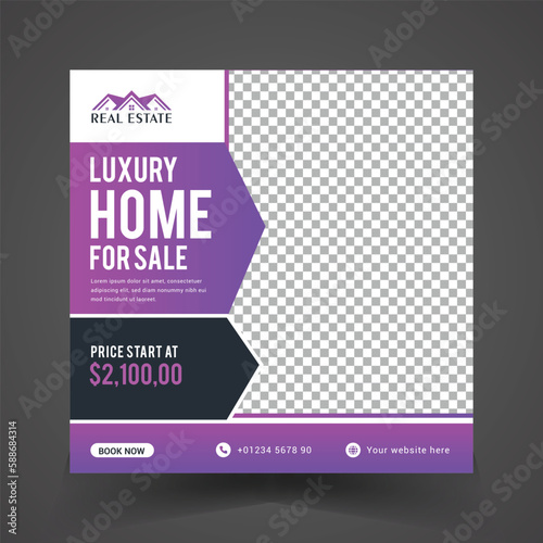 Real estate home for sale social media post template
