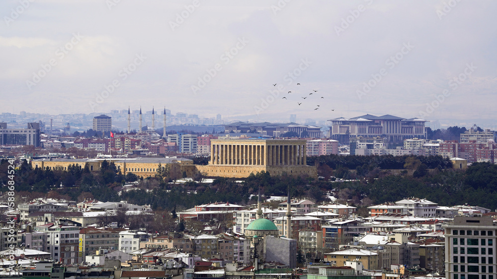 Wonderful view of Atatürk's mausoleum and millet mosque in Ankara