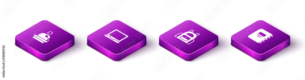 Set Isometric Gives lecture, Laptop, School backpack and Notebook icon. Vector Set Isometric Gives lecture, Laptop, School backpack and Notebook icon. Vector