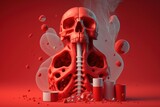 No tobacco day, Stop smoking background with skeleton. Created Generative Ai