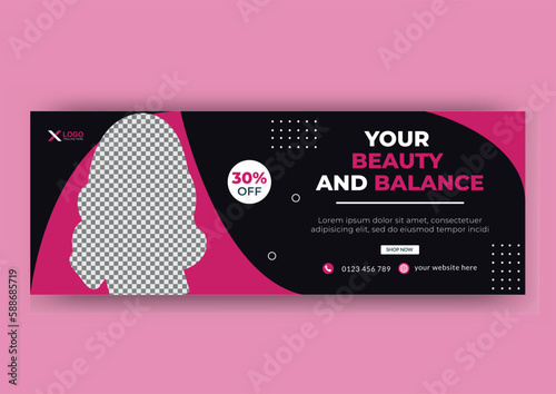 Beauty care Saloon Facebook Cover Design Template