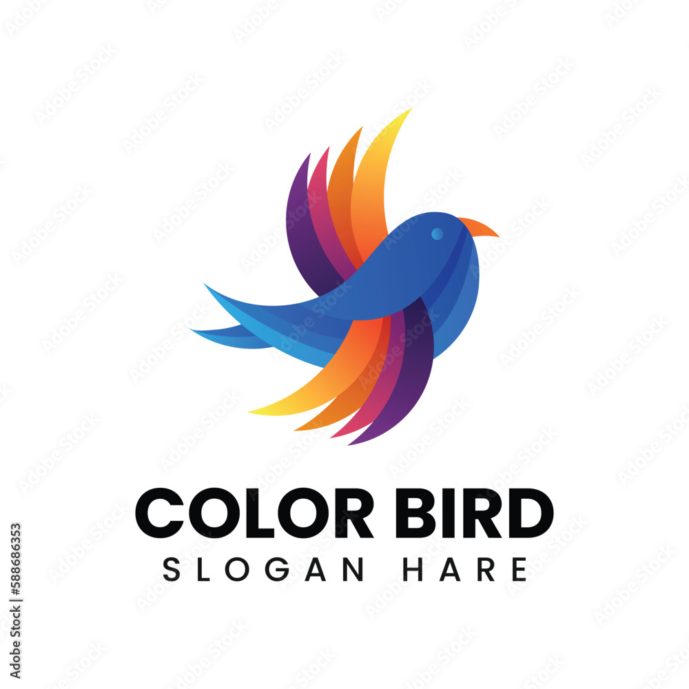 Obraz premium Colorful flying bird logo design vector illustration.