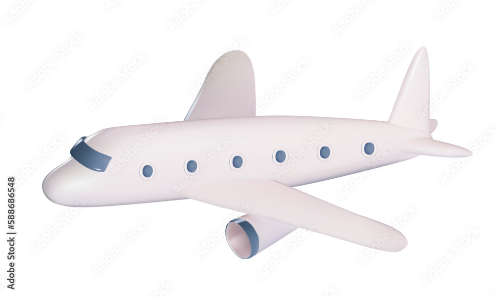 3D rendering of a white flying aircraft. vector illustration 3D rendering of a white flying aircraft. vector illustration