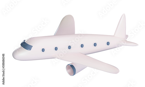 3D rendering of a white flying aircraft. vector illustration