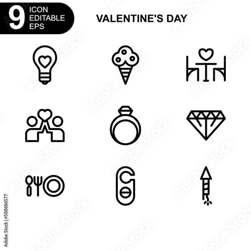 valentine's day icon or logo isolated sign symbol vector illustration - Collection of high quality black style vector icons