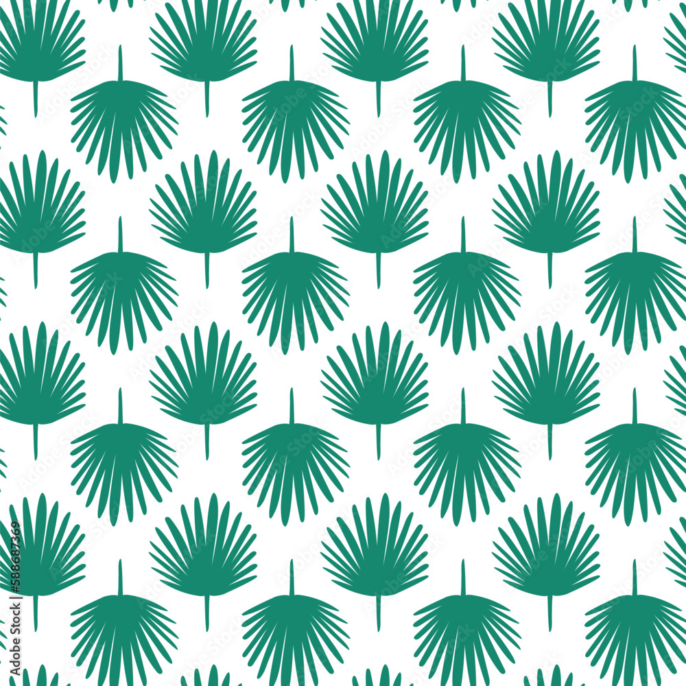 Summer beach holiday seamless repeat pattern. Digital printable paper. tropical leaves pattern.