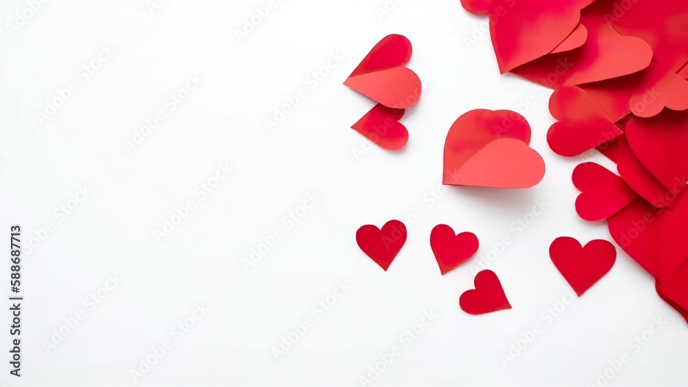 The paper heart is isolated on a white background. AI-generated images