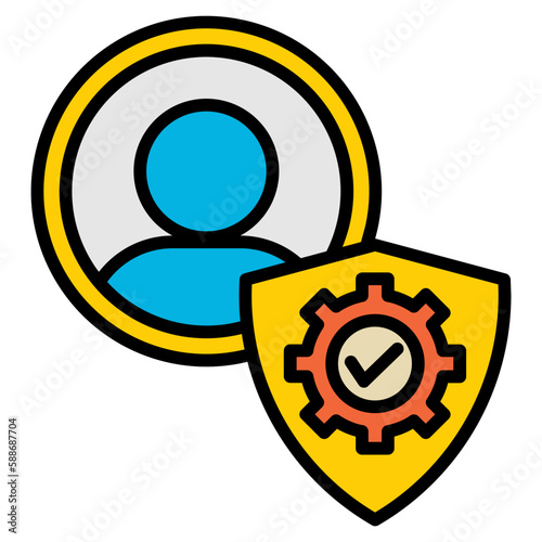 crisis manager icon. combination of a man and system management icon