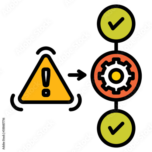crisis management icon with gear and exclamation mark