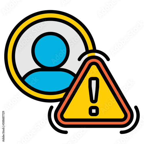 crisis manager icon with a man and exclamation mark