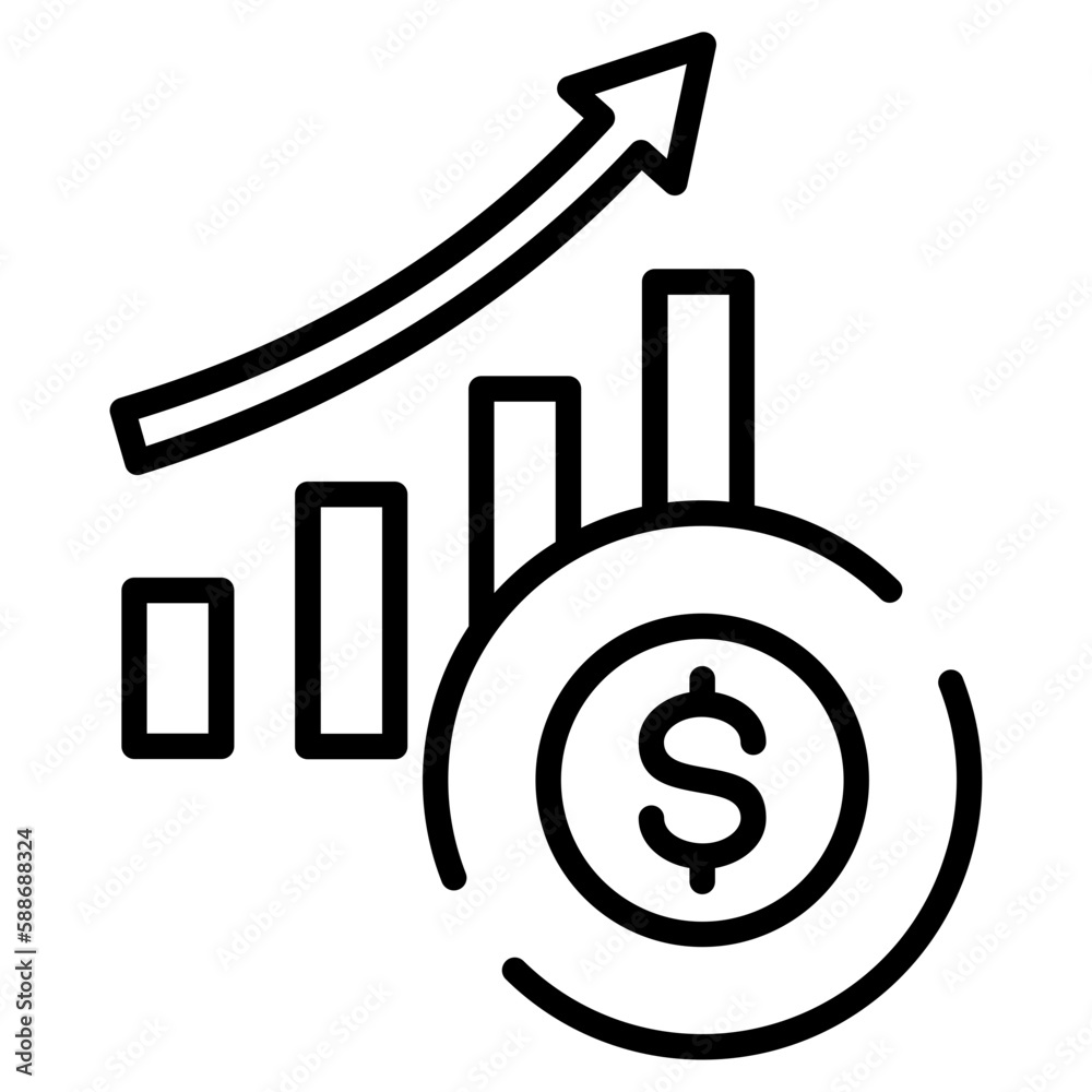 economic recovery icon with growing chart and dollar symbol economic recovery icon with growing chart and dollar symbol