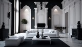 Minimalistic modern black and white interior design, generative AI