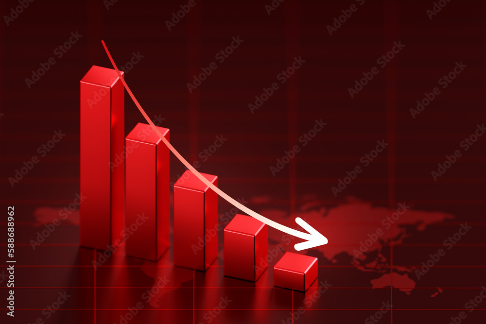 Crisis finance graph down arrow business chart recession economy ...