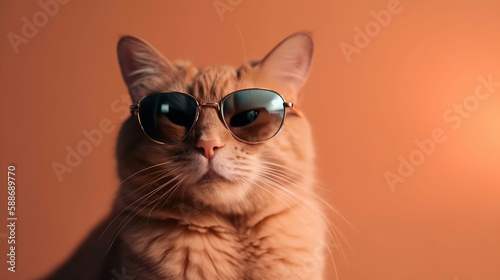 Funny cat wearing glasses. AI