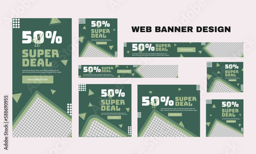 set of modern business web banners in standard size with a place for photos. Business ad banner cover header background for website design, Social media cover ads banner template.