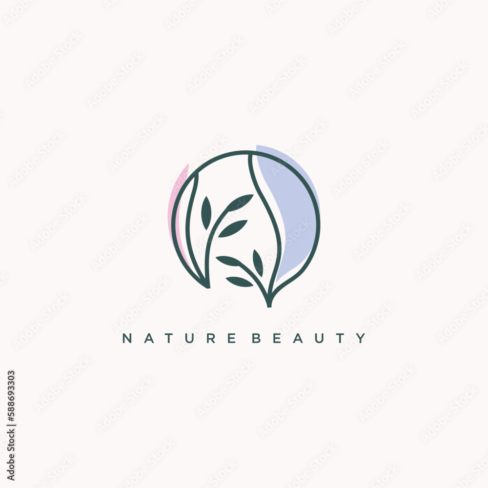 Nature logo design beauty Premium Vector