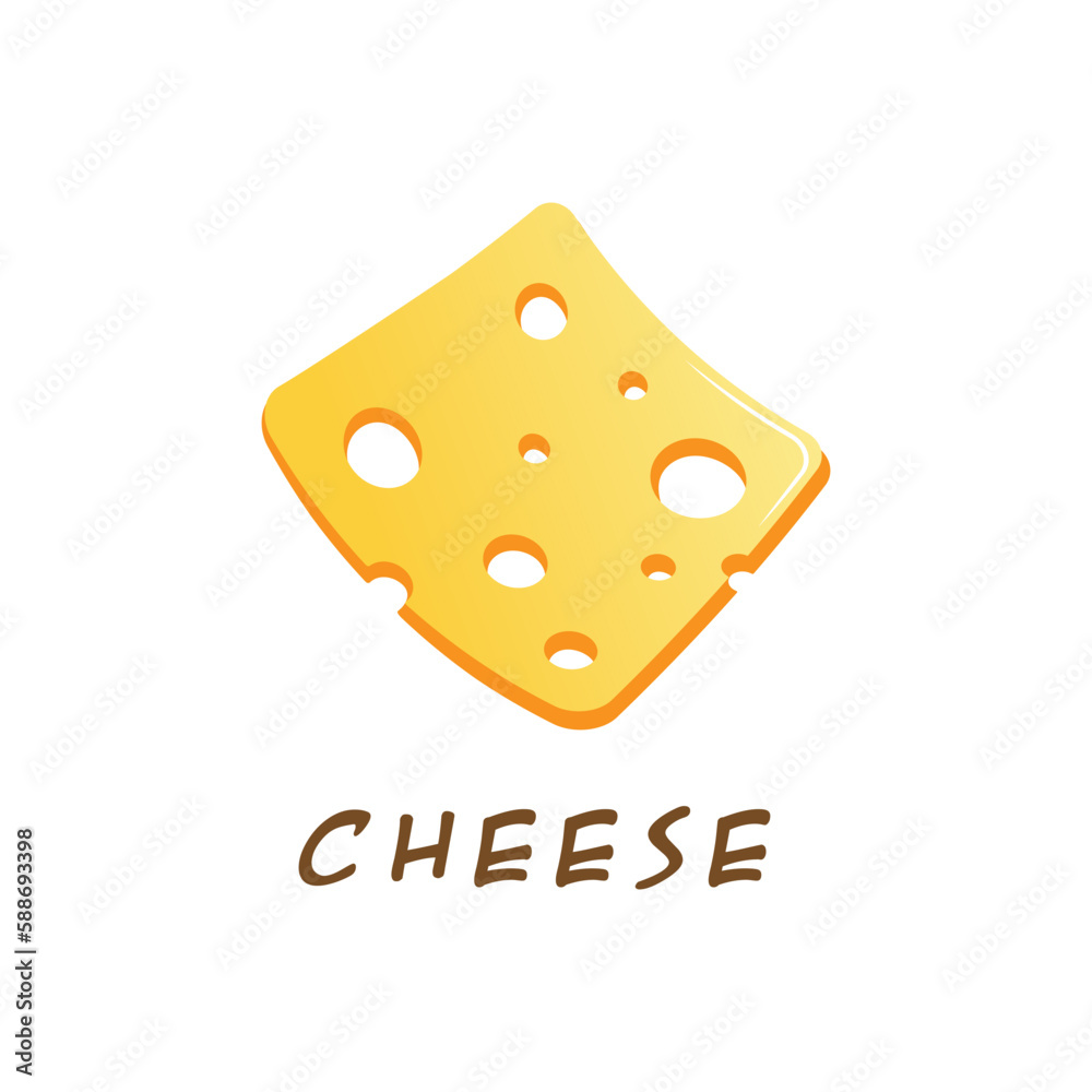 Flat vector illustration of a piece of cheese