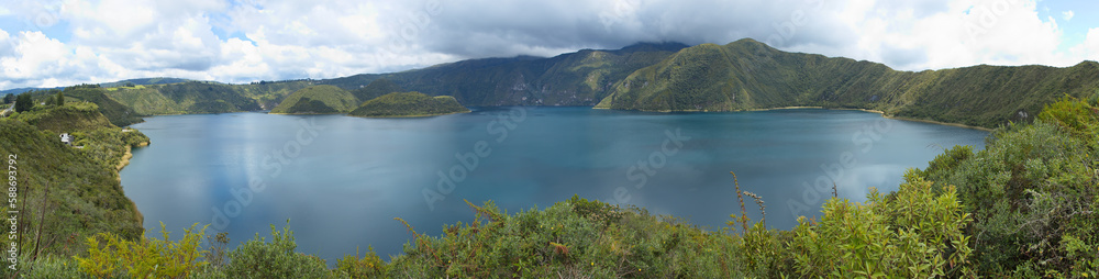 View of Laguna Cuicocha in the northwest of Otavalo, Ecuador, South America
