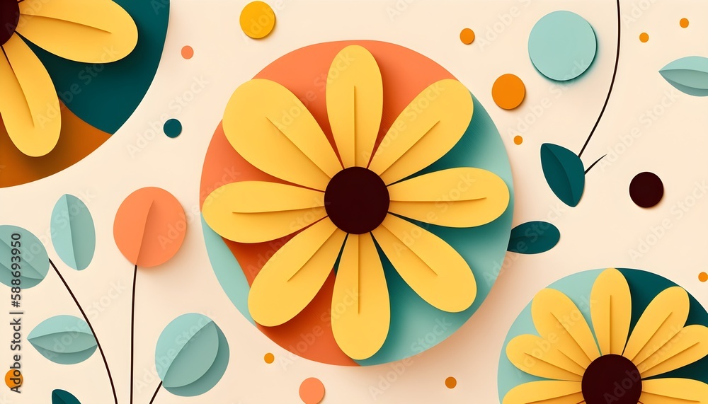 flower and leaves pattern in minimalist style flower and leaves pattern in minimalist style