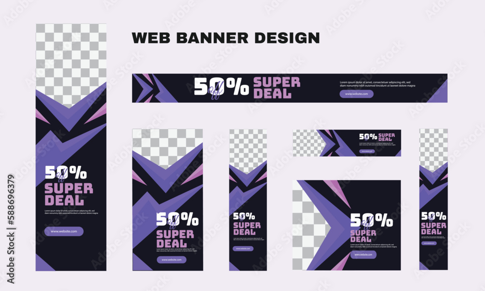 set of modern business web banners in standard size with a place for ...